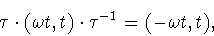 \begin{displaymath}\tau\cdot(\omega t,t)\cdot\tau^{-1}=(-\omega t,t),
\end{displaymath}