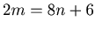 $ 2m = 8n+6$