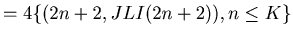 $\displaystyle = 4\{ (2n + 2, JLI(2n+2)), n \leq K\}$