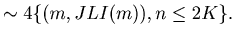 $\displaystyle \sim 4\{(m, JLI(m)), n \leq 2K \}.$