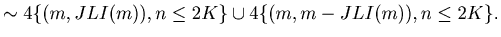 $\displaystyle \sim 4\{(m, JLI(m)), n \leq 2K \} \cup 4\{(m, m-JLI(m)), n \leq 2K \}.$