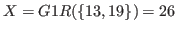 $ X= G1R(\{13,19\}) =26$