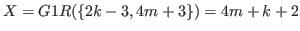 $ X= G1R(\{2k-3,4m+3\}) = 4m+k+2$