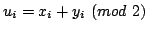 $\displaystyle u_i = x_i+y_i \ (mod \ 2)$